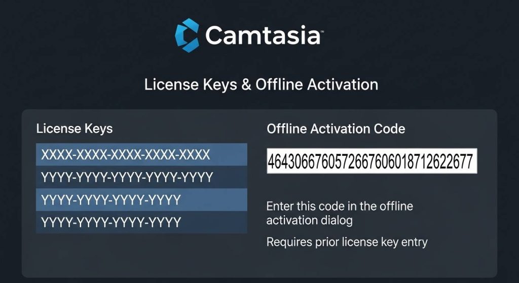 Camtasia License Keys Free Offline Activation Code 2025